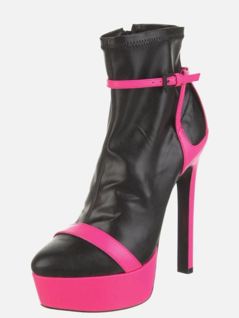 RUTHIE DAVIS Black Pink Leather Mid-Calf Boots